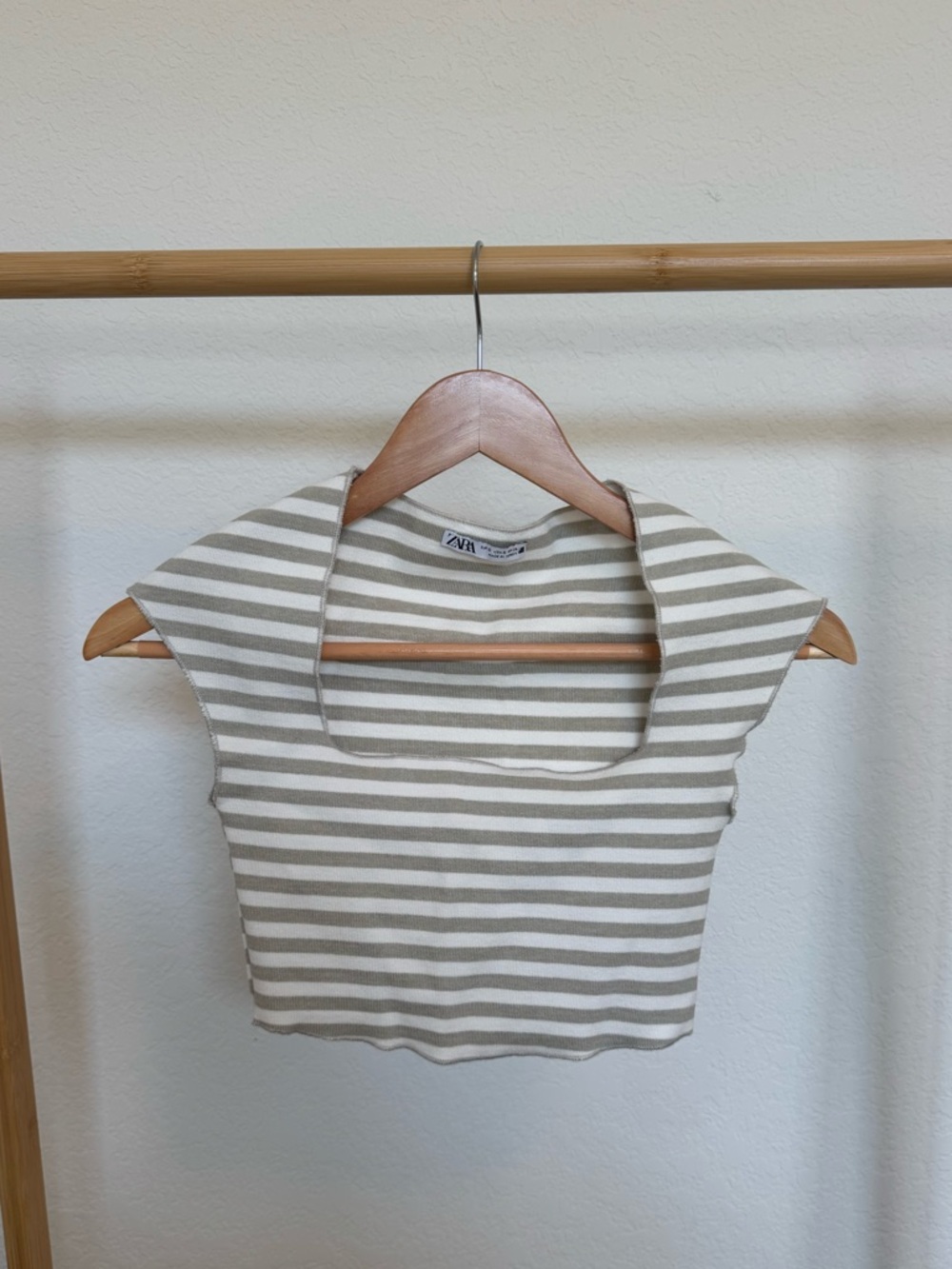 Zara Striped Square Neck Crop Top